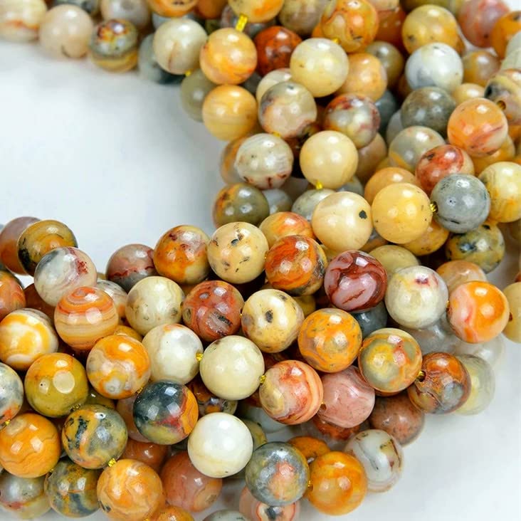 Zenkeeper 116 Pcs Crazy Lace Agate Beads for Jewelry Making - 6MM Natural Mexican Agate Loose Stone Gemstone Beads - color: Crazy Lace Agate, size: 6MM, 116-120pcs