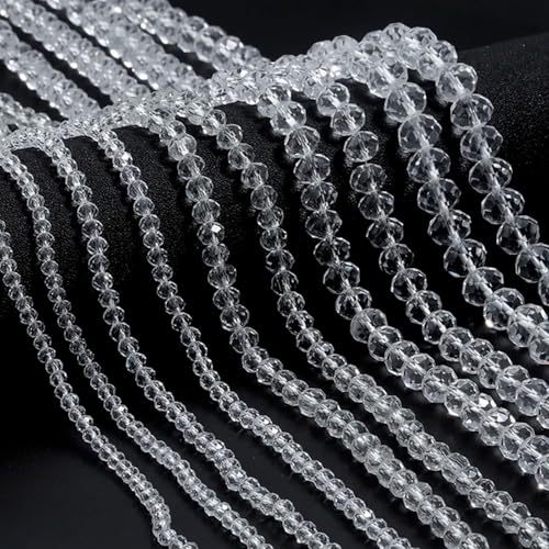 1040pcs 4/6/8mm Glass Beads Transparent, Faceted Crystal Loose Rondelle Beads for Jewelry Making Bracelets Necklaces Suncatchers Plants Succulent DIY Crafts - color: Transparent