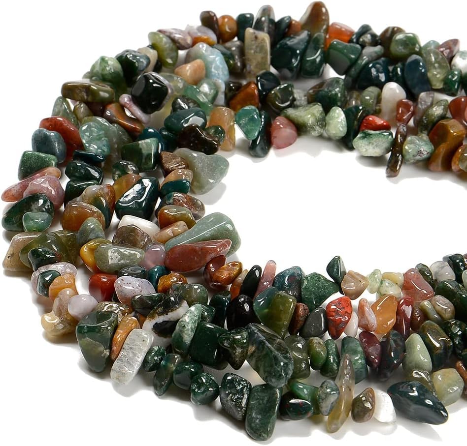 HAAMIIQII 5-8mm Natural Indian Agate Chips Beads Irregular Chip Stones Loose Gemstone Beads Energy Healing Beads for Jewelry Making Strand 30 Inch - color: Indian Agate