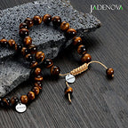 JADENOVA Natural Bead Bracelet Semi Precious Gemstone Beaded Bracelet for Women Healing Crystal Stone Stretch Bracelet Men Couple Bracelets (2pcs,6-8mm/8-10mm) - color: Yellow Tiger Eye, size: 8mm/10mm