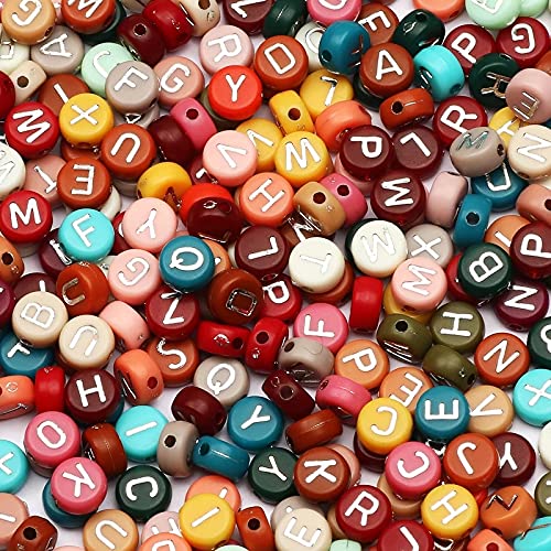 ToBeIT 1000pcs Letter Beads Acrylic Bead Alphabet A-Z Round Beads for DIY Jewelry Making, Bracelets, Necklaces (Silver) - color: bg-color silver