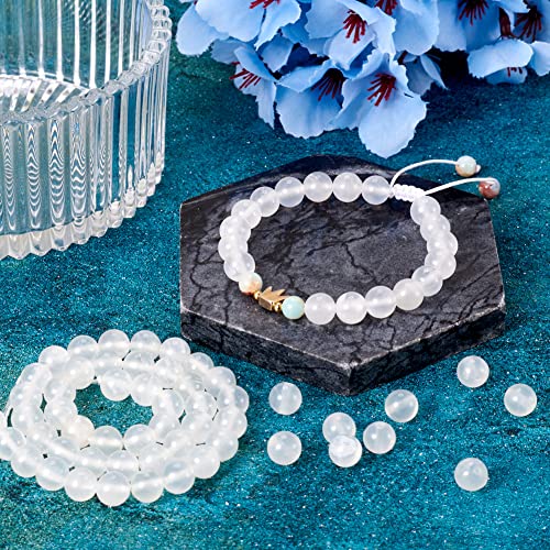 40Pcs 10mm Natural Selenite Stone Beads Round Gemstone Loose Beads Energy Healing Chakra Stone Charm Beads for Bracelet Necklace Jewelry Making DIY Crafts - color: 10mm-clear