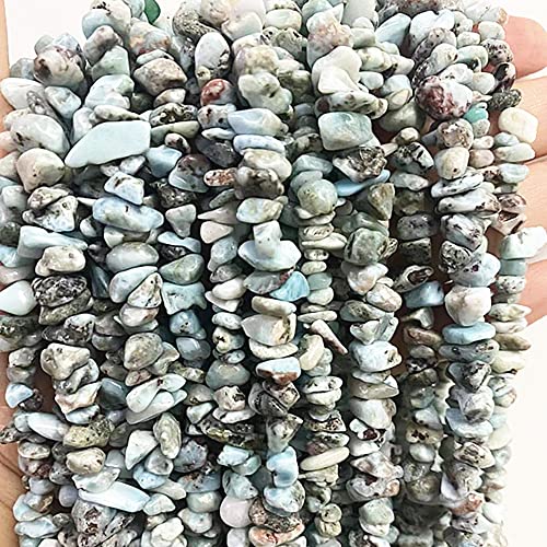 5-8mm Natural Larimar Gemstone Chips Loose Beads Semi Precious for Jewelry Making DIY Handmade Craft Supplies 1 Strand per Bag Approxi 34" - color: Larimar Chips