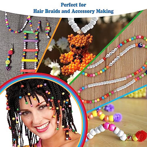 QPIXVB 1100PCS White Pony Beads,Friendship Bracelet Beads Kit,Bead for Jewelry Making and Bracelets Making,Braid Hair Bead for Crafts,Small,White Jewelry Making Supplies for Adults - color: white beads