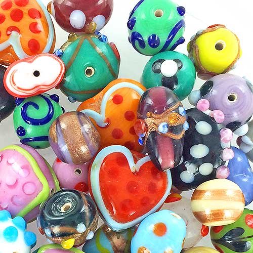 eCrafty's Everything But the Kitchen Sink! ONLY LAMPWORK Glass Beads Mix 1/2 Lb