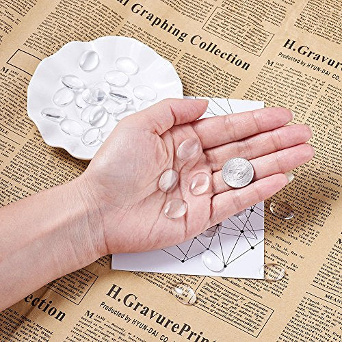Craftdady 200Pcs Transparent Clear Glass Cabochons 18x13mm Flat Back Oval Dome Tiles Glass Cabs Covers for Photo Pendant Jewelry Craft Making - color: Transparent Clear, size: 18x13mm Oval
