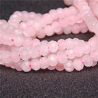 Perlin Agate & Jasper Gemstone Strand Beads 4 mm Rondelle 110 Pieces Jewellery Beads Semi-Precious Stone for Jewellery Necklace Bracelet Earrings (Rose Quartz) - color: rose quartz