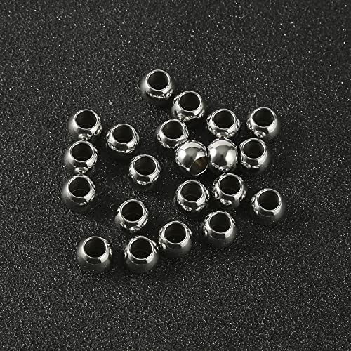 60 Pcs 304 Stainless Steel Smooth Round Spacer Beads 5mm Hole,Seamless Loose Beads for DIY Bracelet Jewelry Making Findings 9mm - color: steel, size: 9*5mm