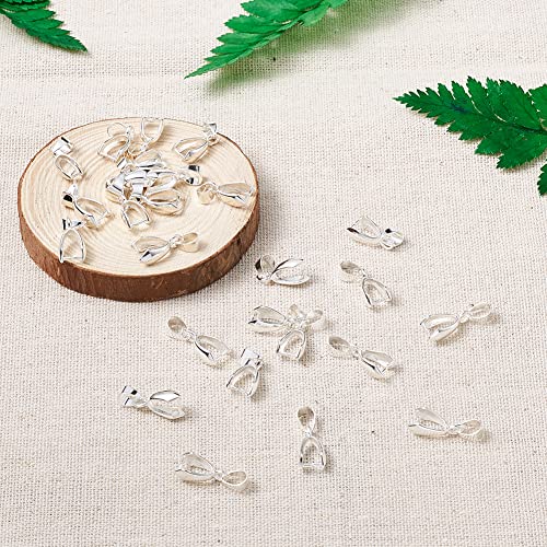Fashewelry 200pcs Brass Pendant Pinch Bails Silver 8x5mm Inner Diameter Dangle Charm Clasp Clip for Top Drilled Bead Necklace Earring Jewelry Making Pin:0.9MM - color: Silver