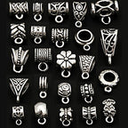 RUBYCA 96Pcs Mix Tibetan Silver Color Connectors Bails Beads fit European Charm Bracelet Pendant - color: Tibetan Silver