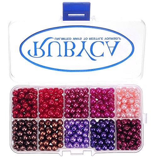 RUBYCA Czech Satin Luster Glass Pearl Round Beads for Jewelry Making, 8mm, Mix Colors, Organizer Box - color: Pearl Luster Mixed Colors #1, size: 8mm