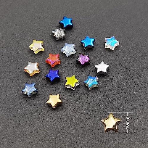 INSPIRELLE 10mm Star Beads 300pcs Electroplated Crystal Glass Spacer Beads for Jewelry Bracelet Necklace Making