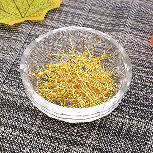 Shapenty 200PCS Mini Metal Wire Eyepins Beading Small Open Eye Head Pins Needles Bulk for DIY Craft Bead Earring Pendant Necklace Bracelet Jewelry Charm Finding Making (35mm/1.38inch, Gold) - color: Gold, size: 35 mm
