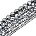 AD Beads Natural Faceted & Smooth Metallic Hematite Round Gemstone Loose Beads 16" 2mm 3mm 4mm 6mm 8mm 10mm (4mm, Metallic Silver (Faceted)) - color: Metallic Silver (Faceted), size: 4mm