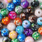 200PCS Acrylic Crystal Beads for Jewelry Making Round Loose Beads Charms Ink Patterns for Bracelets Earring Necklace Rings Adults Beading DIY Art Craft Projects Decor Birthday Gifts (14mm) - size: 14mm