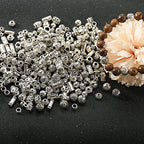 Silver Spacer Beads Metal Alloy Loose Spacer Beads Bulk Random Styles Metal Bead Tibetan Antique Silver Metal Bead for Bracelets Necklace Earring Jewelry Making(mix)