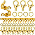 1000PCS Jewelry Making Accessories Set, 100 Lobster Claw Clasps 300 Crimp Beads Crimp Beads Clasps Caps 600 Open Jump Ring Connectors for DIY Bracelet Necklace Crafts Jewelry Making(Gold) - color: Gold