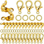 1000PCS Jewelry Making Accessories Set, 100 Lobster Claw Clasps 300 Crimp Beads Crimp Beads Clasps Caps 600 Open Jump Ring Connectors for DIY Bracelet Necklace Crafts Jewelry Making(Gold) - color: Gold