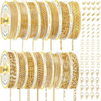 Wisreach Chains Jewelry Making Supplies Gold Chain for Making Jewelry, 111.5 Feet 15 Rolls for DIY Necklace Bracelet Findings with Jump Rings/Lobster Clasps/Connectors - color: Gold