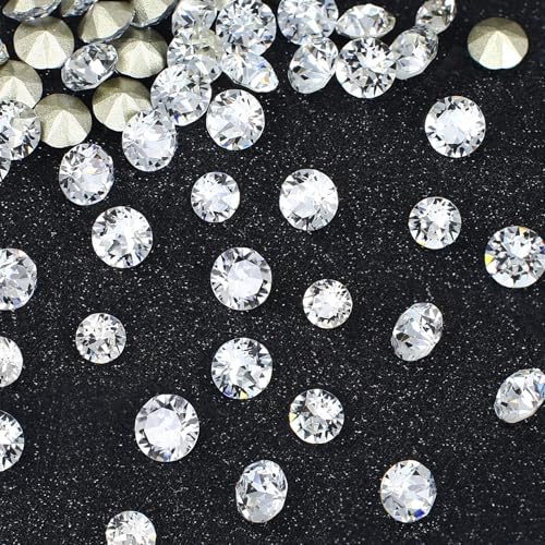DONGZHOU Tiny Faceted Pointback Rhinestone,720Pcs Round Glass Stone Crystal Gems Diamonds Beads for Nail Art Decorations Jewelry Making DIY Craft Ring Embellishment,SS12(3.00-3.20MM) - size: SS12(3.00-3.20MM)