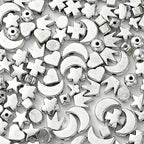 DanLingJewelry 200Pcs 10 Styles Tibetan Style Antique Silver Loose Spacer Beads Heart Star Cross Moon for Jewelry Crafting Making DIY - color: 200pcs - mix
