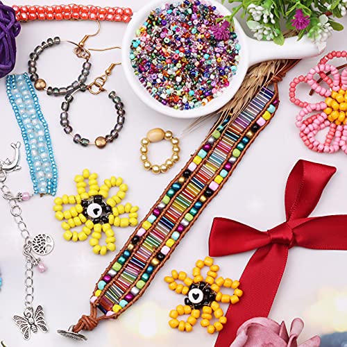5000pcs White Glass Seed Beads Bulk, 3mm 8/0 Tiny Small Waist Spacer Seed Beads for Bracelets,Necklace,Jewelry Making DIY Craft Projects - color: White Fantasy, size: 3mm