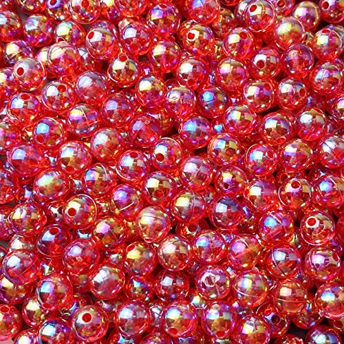 300 Pcs 8mm Acrylic Round Beads AB Colors Round Spacer Beads for Earring Bracelet Necklace Key Chains Jewelry DIY Craft Making(Red AB) - color: Red AB, size: 8mm