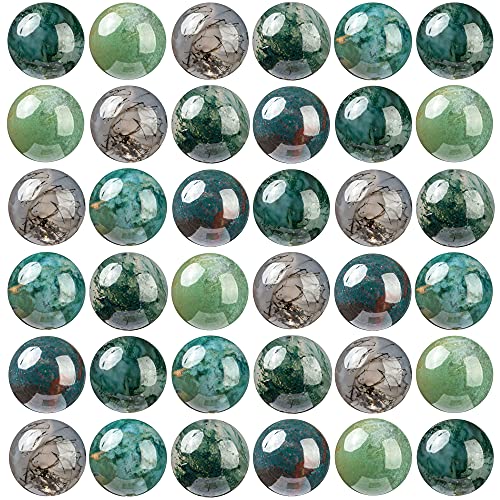 100Pcs Natural Stone Beads 6mm Moss Agate Round Gemstone Loose Beads with Elastic Bracelet String for Bracelets Necklace Jewelry Making - color: Moss Agate, size: 6mm