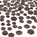 Jdesun 120 Gram Mixed Styles Bead Caps Tibetan Alloy Flower Caps Spacer Beads Jewelry Accessories for DIY Necklace Bracelet Crafts, Antique Red Copper - color: Red Copper