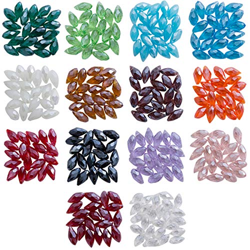LONGWIN Lot 280pcs Teardrop Crystal Beads 6x12mm for Adults, Briolette Glass Beads Jewelry Making Supply for DIY Projects, Bracelets, Necklaces, Earrings - color: 6x12mm teardrop beads