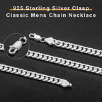 OCHCOH 925 Sterling Silver Clasp 3mm3.5mm4mm5mm7mm Cuban Link Chain Necklace for Men Diamond Cut Silver Chain Necklace for Women 16 18 20 22 24 26 28 30 Inch - size: 30 Inch, style: 7mm