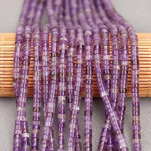 BONNY BOXX 150PCs Natural Amethyst Spacer Beads, Loose Semi Precious Flat Round Gemstone Heishi Disc Stone Beads for Beading Jewelry Making 4mm*2mm - color: Amethyst, size: 4MM*2MM