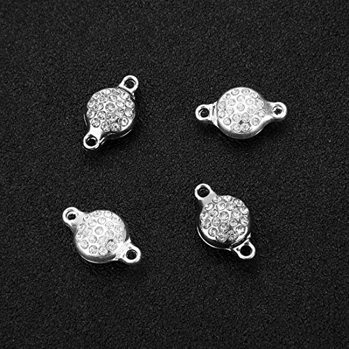 Brass Made Round Magnetic Clasps Stronger Magnetic Closure for Necklace Bracelet and Chain Keep Your Jewelry Secure 5 Sets/lot - size: 12mmX20mm & Silver & Cubic Zirconia