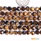GEM-Inside Natural 6mm Yellow Tiger Eyes Gemstone Loose Beads Faceted Cambay Crystal Energy Stone Power for Jewelry Making 15" - color: Yellow Tiger Eye, size: 6mm