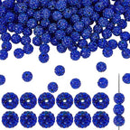 200PCS 10MM Blue Rhinestone Beads with Hole Polymer Clay Round Sparkly Grade A Pave Disco Ball Shiny Charms Loose Spacer Bead Bulk for Jewelry Making Bracelets Earrings Keychains DIY Crafts - color: Blue, size: 10mm 200pcs