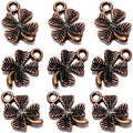 Heather's cf Four Leaf Clover Silver Leaf Beads 100-150 Pcs Leaves Craft Antique Leaf Charms for Crafting Leaf Pendant Charm for Necklace Bracelet Earring Making Fall Leaf Beads Set - color: Copper Clover
