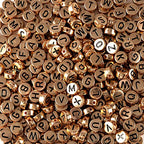 Amaney 600Pcs 7x4mm Rose Gold Round Acrylic Letter Beads Alphabet Letter Beads for Jewelry Making Bracelets Necklaces Key Chains - color: RoseGold&Black
