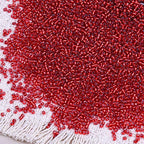 5000pcs Glass Seed Beads, 3mm 8/0 Small Individual Color Seed Beads Mini Pony Bulk for DIY Bracelet Necklaces Wrist Jewelry Making, Frosted Silver Red - color: Frosted Silver Red