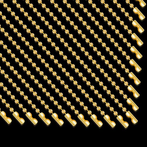 SUMERSHA 30pcs Ball Bead Chain, 24 inches Gold Plated Metal Ball Necklace 2.4mm Bead Adjustable Pull Chain Extension with Matching Connector Jewelry Findings