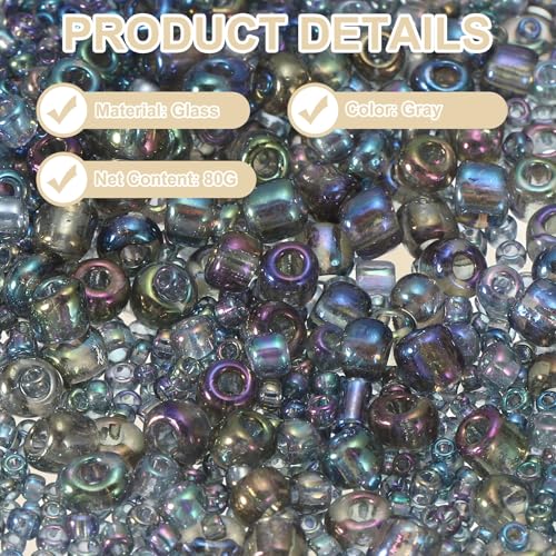 MECCANIXITY 15/0 11/0 8/0 6/0 Glass Seed Beads 1.5mm/2mm/3mm/4mm Loose Seed Beads for Jewelry Earring Bracelet Craft Making, 5888PCS, Gray - color: Gray
