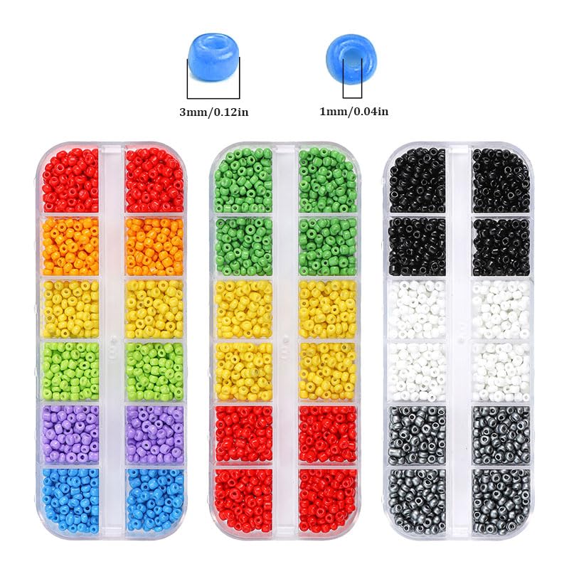 3mm Round Glass Seed Beads (Rainbow) - color: Rainbow