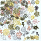 stino 100g Metal Pendant Charms for Jewelry Making, Bulk Silver & Gold Plated Charms for Braclet Necklace Crafts, Animal Plant Flower Pet and so on - color: Flower Mixed Color