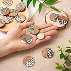 FASHEWELRY 16Pcs Flat Round Wood Resin Earrings Charms 35mm Round Wooden Earring Blanks Charms 4 Styles Wooden Earring Findings for Jewelry Making - color: Flat Round-4 Styles-Mixed Pattern