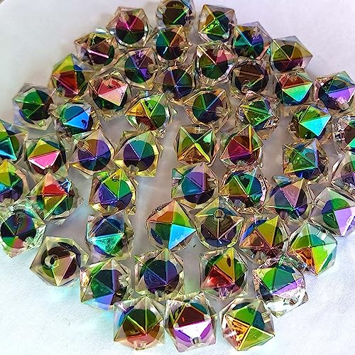 Mixed Lots Shiny AB Color Acrylic Faceted Cube Bead DIY Beading Hairband Bracelets Necklace Craft Embelishment (Gradient-Cube) - color: Gradient-Cube