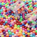 8mm Acrylic Beads 600pcs Rhinestone Spacer Bubble Bead Plastic Crafts Bead for DIY Necklaces Bracelets Earrings Jewelry Making (Rhinestone) - color: blue&red&pink