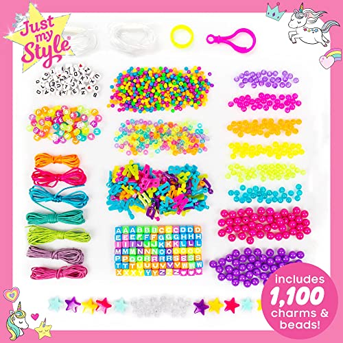 Just My Style ABC Beads by Horizon Group Usa, 1000+ Charms & Beads, Alphabet Charms, Accent Seed Star Wax Beading Cord, Satin Cord Key Ring Included, Bright, Small - style: ABC