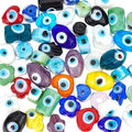 PH PandaHall 50pcs Evil Eye Beads, Handmade Lampwork Spacer Bead Bracelet Connector Bead Craft Beads for DIY Bracelets Earrings Necklace Jewelry Making, Mix Colors