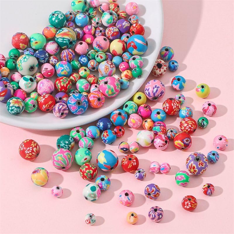 DAHI 250pcs 6mm Polymer Clay Beads Round Beads for Making Bracelet Necklace Earring Accessories DIY Handmade Craf（6mm） - size: 6x6mm