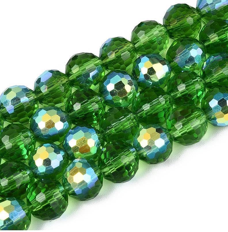 68pcs 8mm Transparent Electroplate Glass Beads Strands 96 Faceted Round Glass Spacer Beads for DIY Earring Bracelet Necklace Jewelry Making Green - color: Green