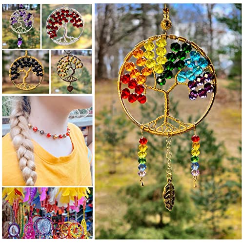 Dowarm 200 Pieces 4mm Round Crystal Glass Beads for Jewelry Making Crafts Wine Charms Wind Chimes Suncatchers, Faceted Rondelle Loose Spacer Beads, Copper/Brown - color: 15-Copper Brown, size: 4MM